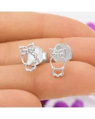 925 Sterling Silver Owl Stud Earrings Handmade Minimalist Gift for Her