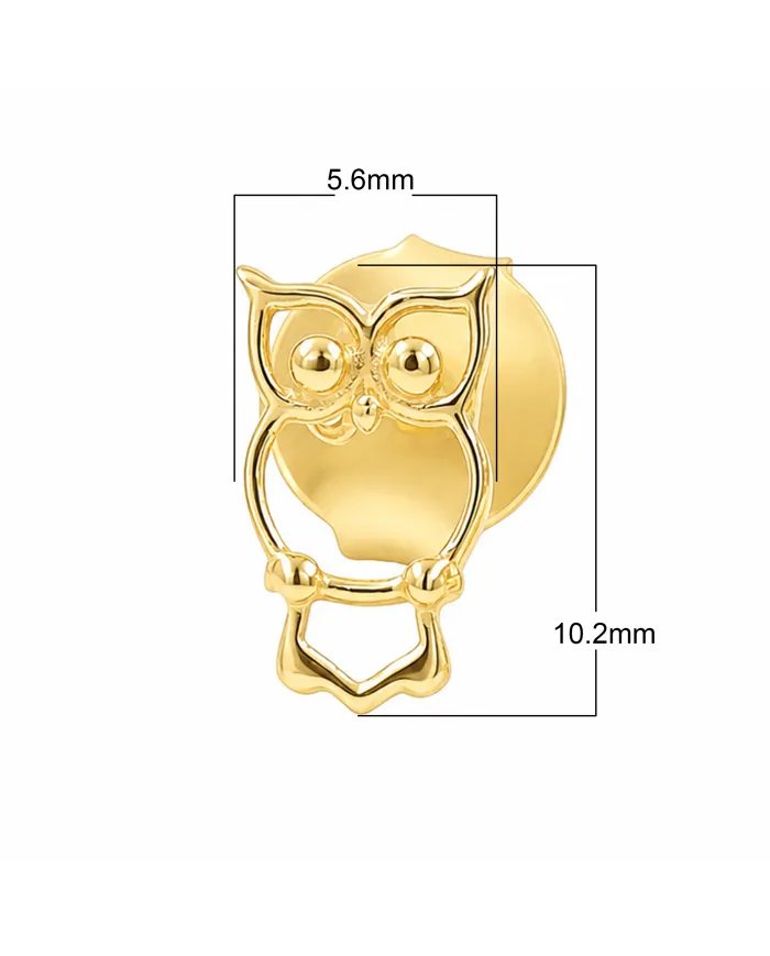 Owl Stud Earrings – Gold Plated 925 Silver Handmade Gift for Her