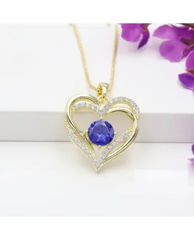 Tanzanite Heart Pendant - Gold Plated 925 Sterling Silver Jewelry