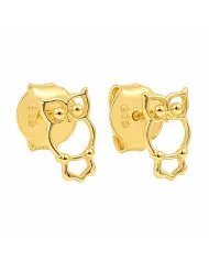 Owl Stud Earrings – Gold Plated 925 Silver Handmade Gift for Her