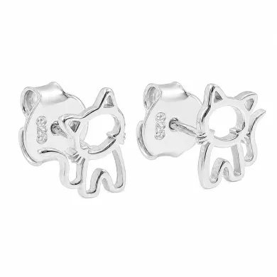 925 Sterling Silver Kitty Stud Earrings – Cute Handmade Jewelry for Her