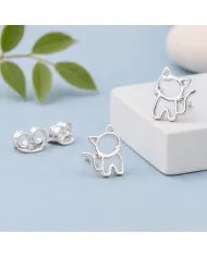 925 Sterling Silver Kitty Stud Earrings – Cute Handmade Jewelry for Her