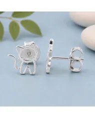 925 Sterling Silver Kitty Stud Earrings – Cute Handmade Jewelry for Her