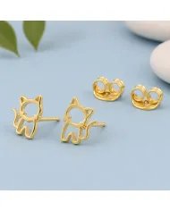 Cute Kitty Stud Earrings – Gold Plated 925 Silver Handmade Gift for Her
