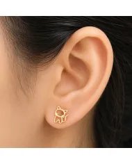 Cute Kitty Stud Earrings – Gold Plated 925 Silver Handmade Gift for Her