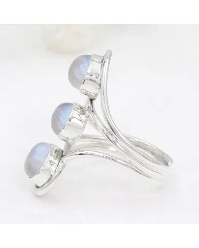 Moonstone Statement Ring - 925 Sterling Silver Handmade Jewelry