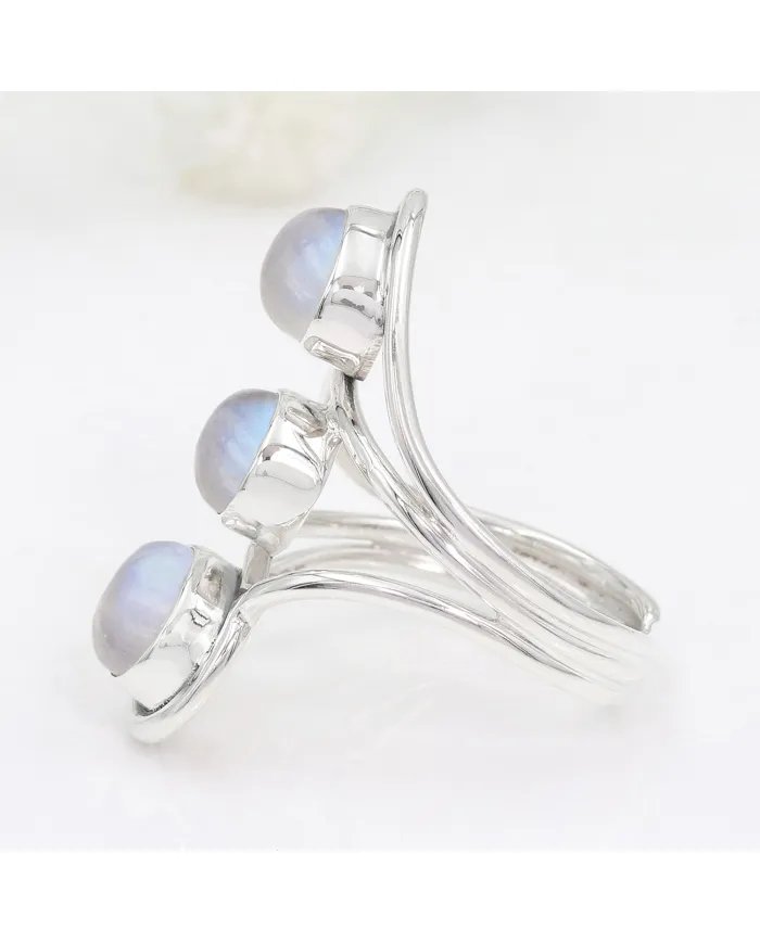Moonstone Statement Ring - 925 Sterling Silver Handmade Jewelry