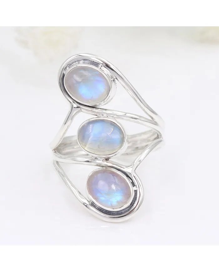 Moonstone Statement Ring - 925 Sterling Silver Handmade Jewelry