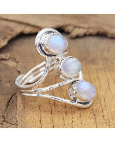 Moonstone Statement Ring - 925 Sterling Silver Handmade Jewelry