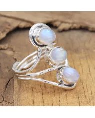 Moonstone Statement Ring - 925 Sterling Silver Handmade Jewelry