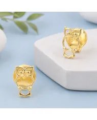 Owl Stud Earrings – Gold Plated 925 Silver Handmade Gift for Her