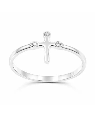 925 Sterling Silver Swarovski Crystal Cross Ring Religious Jewelry