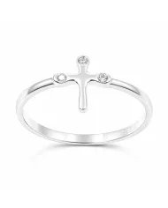 925 Sterling Silver Swarovski Crystal Cross Ring Religious Jewelry