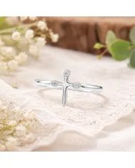925 Sterling Silver Swarovski Crystal Cross Ring Religious Jewelry