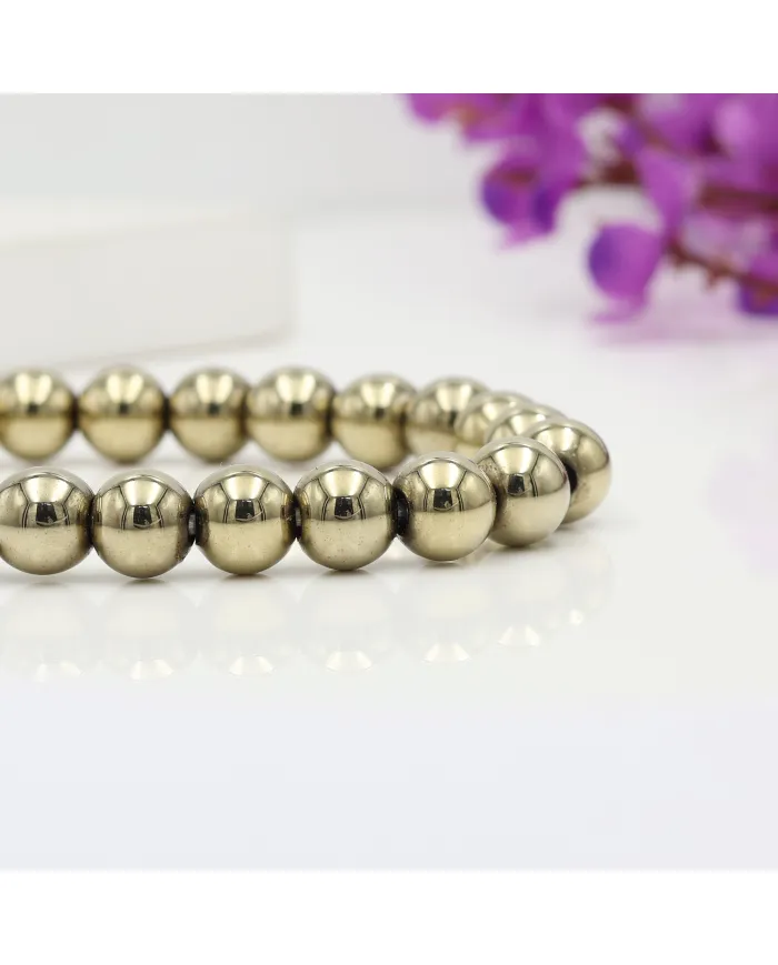 Pyrite Beaded Bracelet for Men and Women