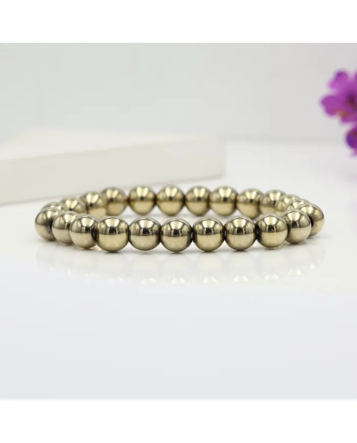 Pyrite Beaded Bracelet for Men and Women