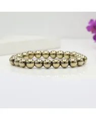 Pyrite Beaded Bracelet 925 Sterling Silver Natural Stone Jewelry