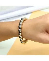 Pyrite Beaded Bracelet 925 Sterling Silver Natural Stone Jewelry