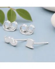 Hat & Mustache Stud Earrings 925 Sterling Silver Unisex Jewelry