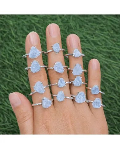Raw Aquamarine Ring in 925 Sterling Silver Handmade Gemstone Jewelry