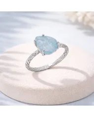 Raw Aquamarine Ring in 925 Sterling Silver Handmade Gemstone Jewelry