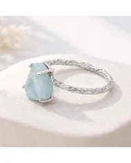 Raw Aquamarine Ring in 925 Sterling Silver Handmade Gemstone Jewelry
