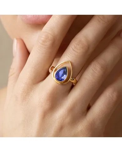 Pear Cut Tanzanite Ring – Gold Plated 925 Silver Handmade Jewelry