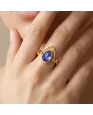 Pear Cut Tanzanite Ring – Gold Plated 925 Silver Handmade Jewelry