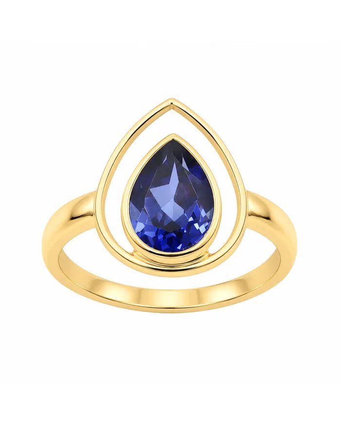 Pear Cut Tanzanite Ring – Gold Plated 925 Silver Handmade Jewelry