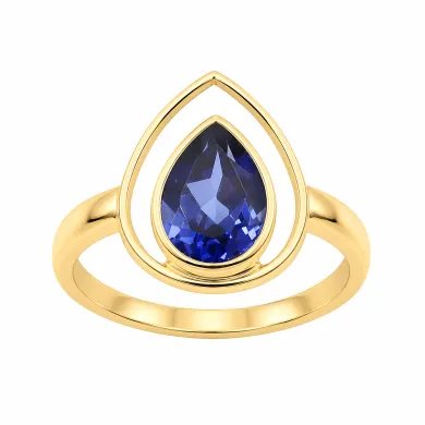 Pear Cut Tanzanite Ring – Gold Plated 925 Silver Handmade Jewelry