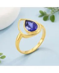 Pear Cut Tanzanite Ring – Gold Plated 925 Silver Handmade Jewelry