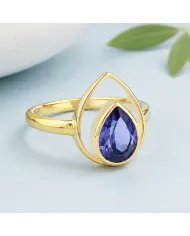 Pear Cut Tanzanite Ring – Gold Plated 925 Silver Handmade Jewelry
