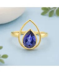 Pear Cut Tanzanite Ring – Gold Plated 925 Silver Handmade Jewelry