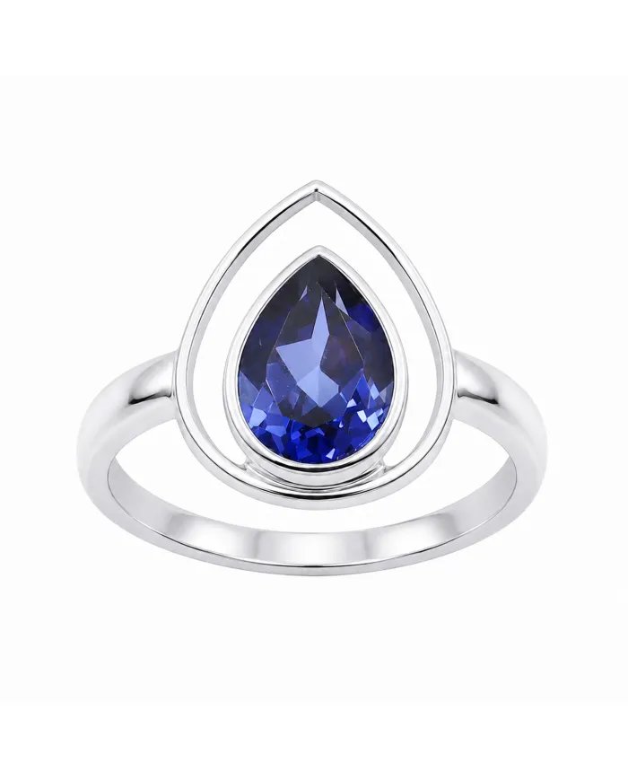 Pear Cut Tanzanite Ring – 925 Sterling Silver Handmade Jewelry