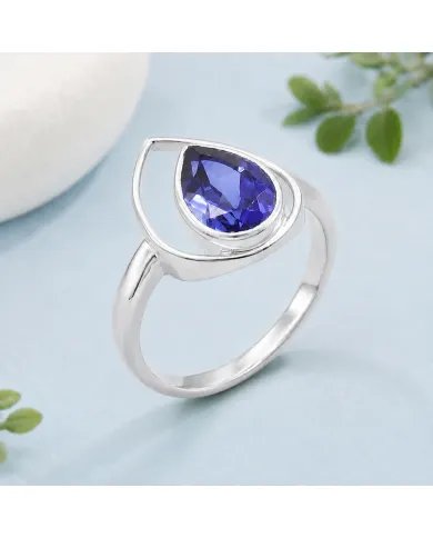 Pear Cut Tanzanite Ring – 925 Sterling Silver Handmade Jewelry