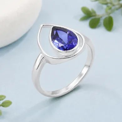 Pear Cut Tanzanite Ring – 925 Sterling Silver Handmade Jewelry