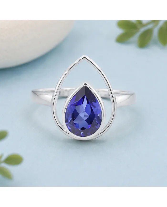 Pear Cut Tanzanite Ring – 925 Sterling Silver Handmade Jewelry