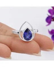 Pear Cut Tanzanite Ring – 925 Sterling Silver Handmade Jewelry