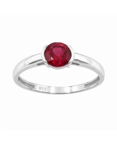 Ruby Ring 925 Sterling Silver Handmade Minimalist Round Gemstone