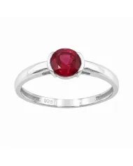 Ruby Ring 925 Sterling Silver Handmade Minimalist Round Gemstone