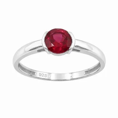 Ruby Ring 925 Sterling Silver Handmade Minimalist Round Gemstone