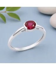 Ruby Ring 925 Sterling Silver Handmade Minimalist Round Gemstone