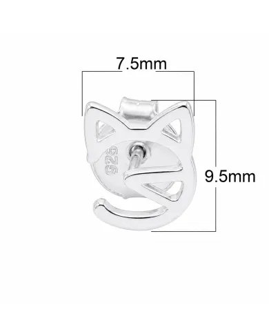 925 Sterling Silver Cat Stud Earrings – Handmade Mini Jewelry