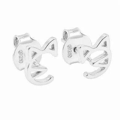 925 Sterling Silver Cat Stud Earrings – Handmade Mini Jewelry