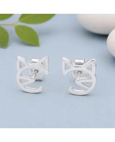 925 Sterling Silver Cat Stud Earrings – Handmade Mini Jewelry
