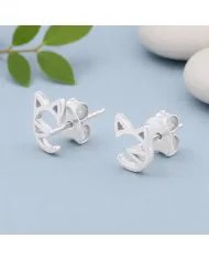 925 Sterling Silver Cat Stud Earrings – Handmade Mini Jewelry