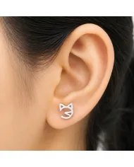 925 Sterling Silver Cat Stud Earrings – Handmade Mini Jewelry