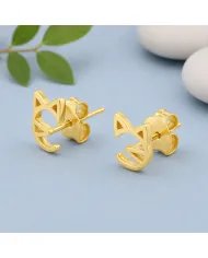 18K Gold Plated 925 Silver Cat Stud Earrings – Handmade Mini Jewelry