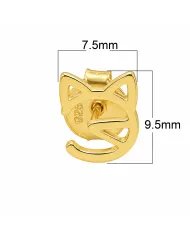 18K Gold Plated 925 Silver Cat Stud Earrings – Handmade Mini Jewelry