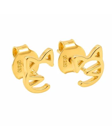 18K Gold Plated 925 Silver Cat Stud Earrings – Handmade Mini Jewelry